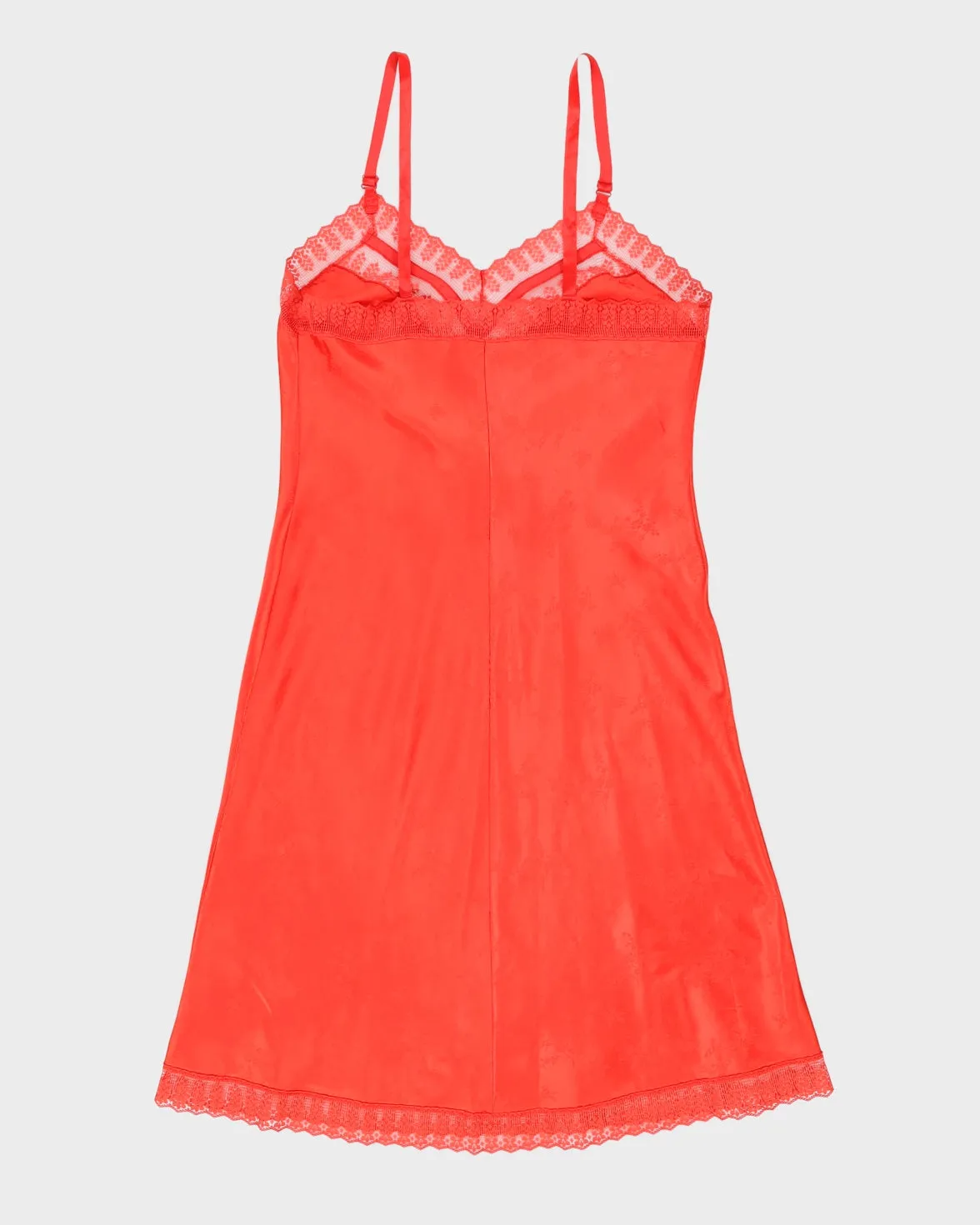 1990s Red Lace Detailed Slip Dress - S