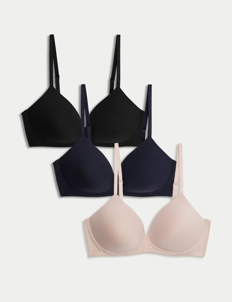 3pk Non Wired T-Shirt Bras A-E