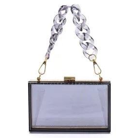 Acrylic Chain Handle See Thru Crossbody Clutch Purse