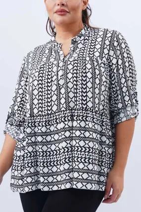 Aztec Print Collar Button Up Top