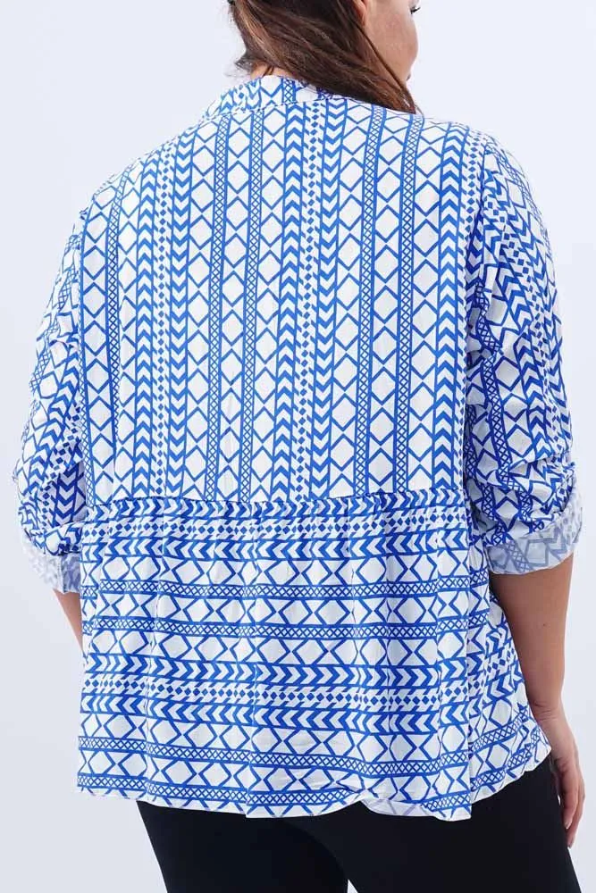 Aztec Print Collar Button Up Top