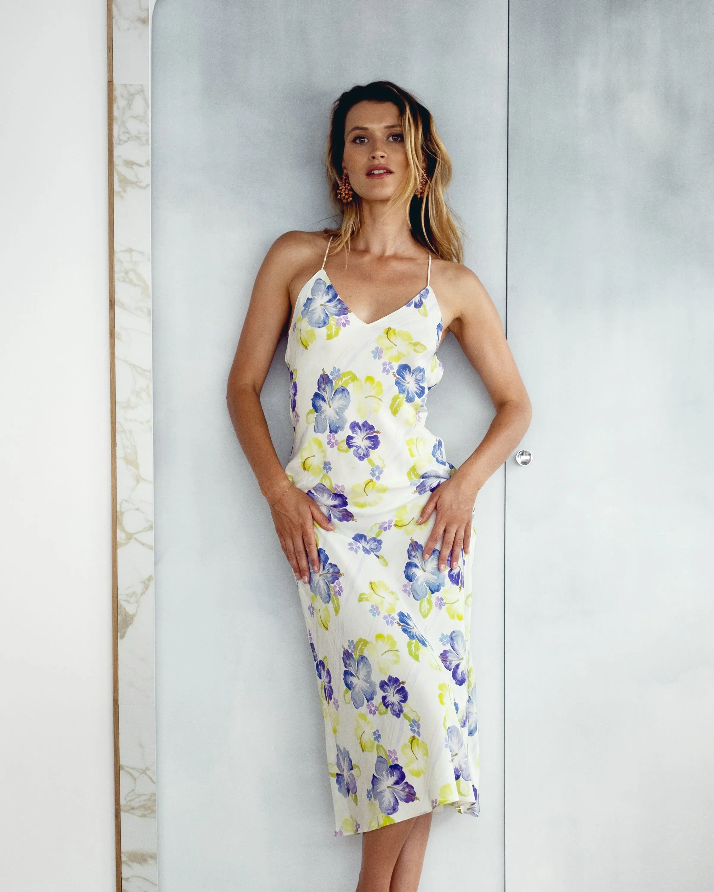 Azul Multi Hibiscus Midi Slip