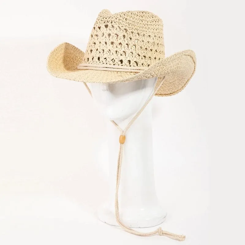 Beige Braided Straw Cowgirl Hat