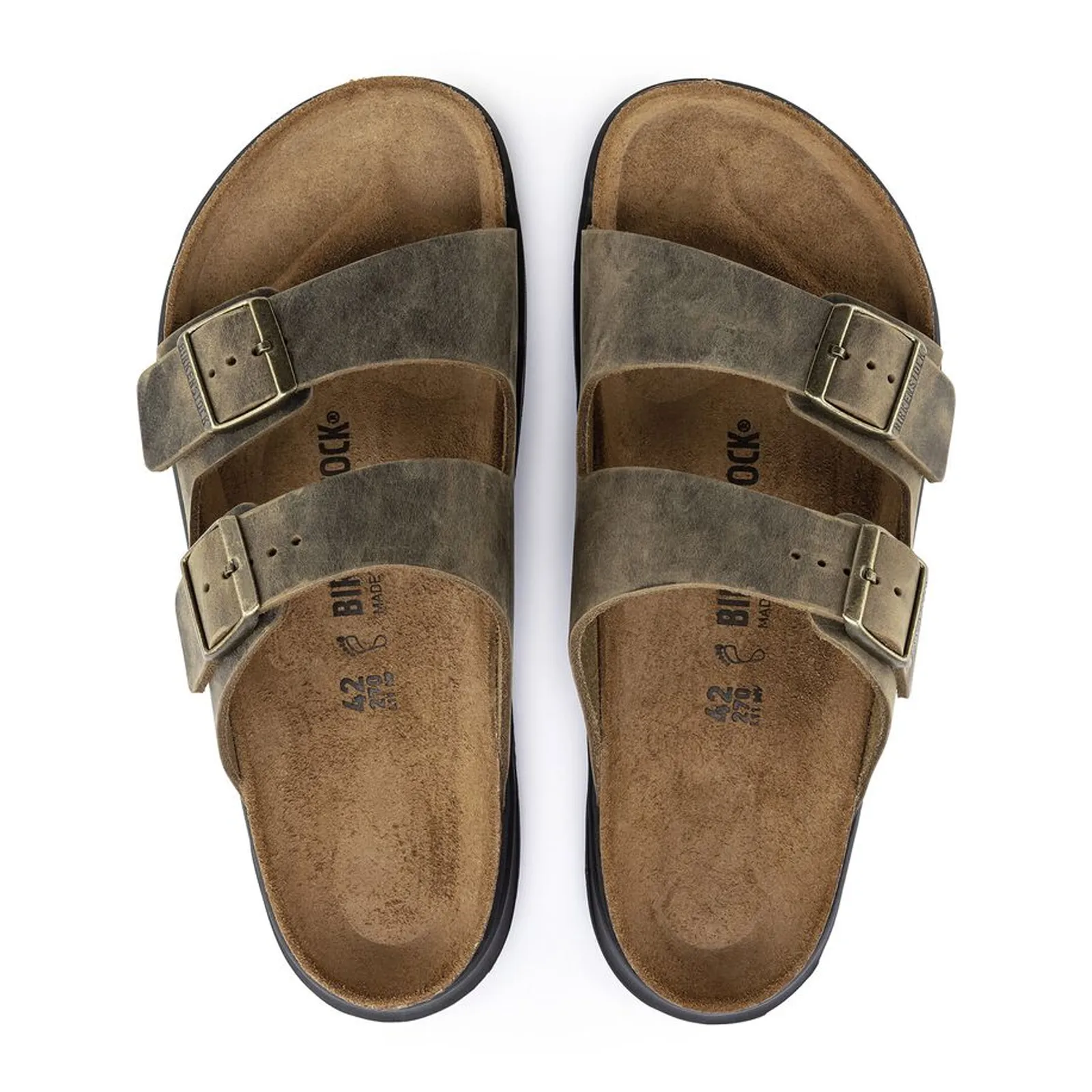 Birkenstock Arizona Crosstown Slide Sandal (Men) - Faded Khaki Oiled Leather