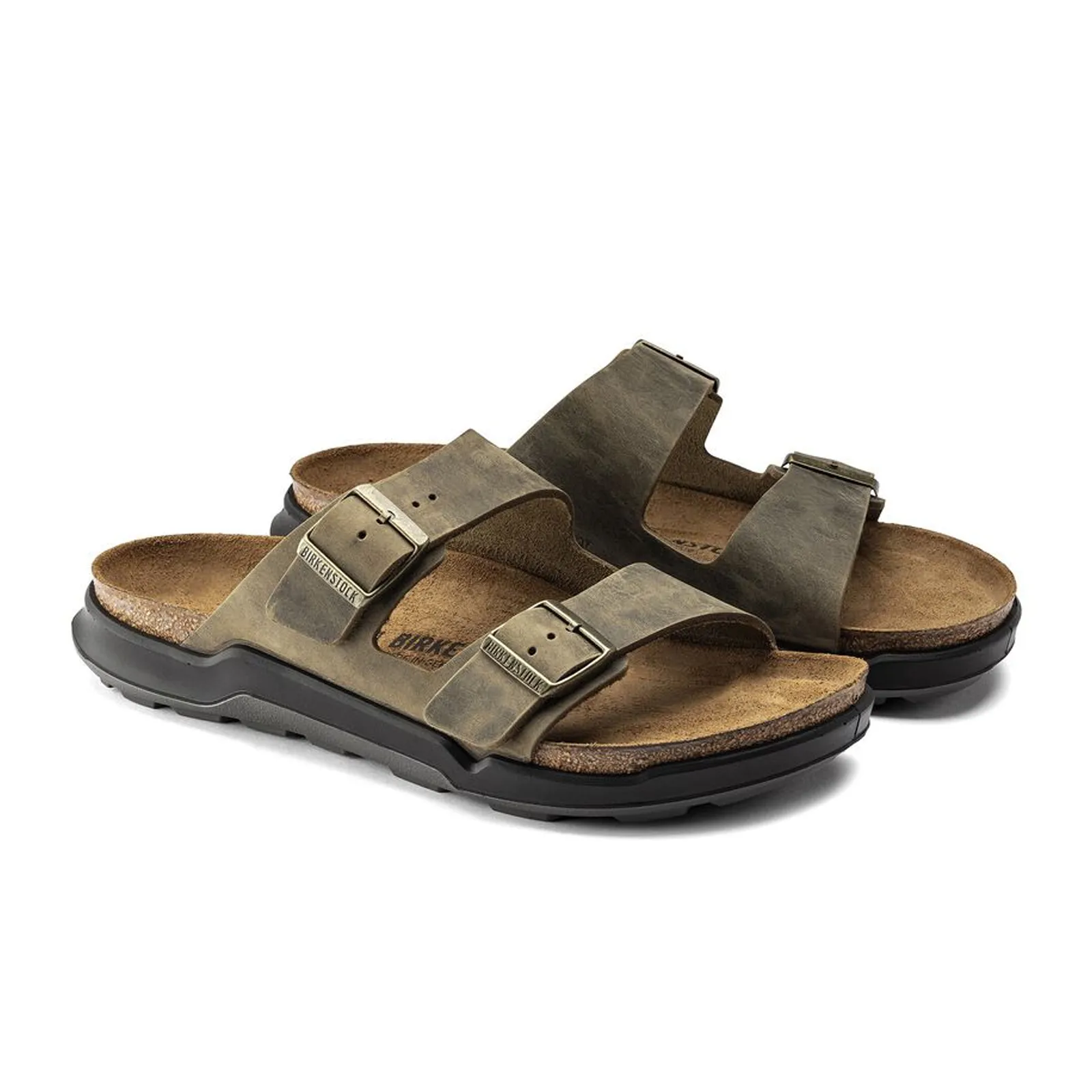 Birkenstock Arizona Crosstown Slide Sandal (Men) - Faded Khaki Oiled Leather