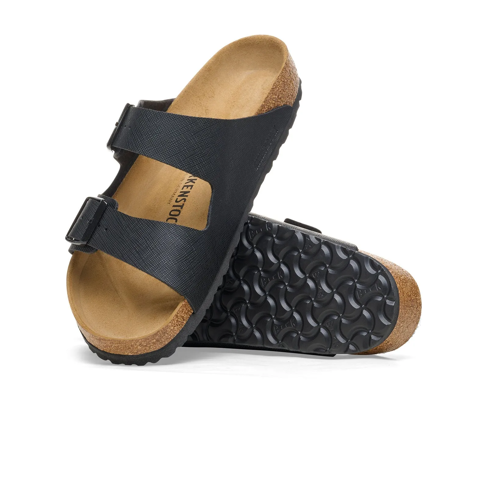 Birkenstock Arizona Slide Sandal (Men) - Saffiano Black Birko-Flor