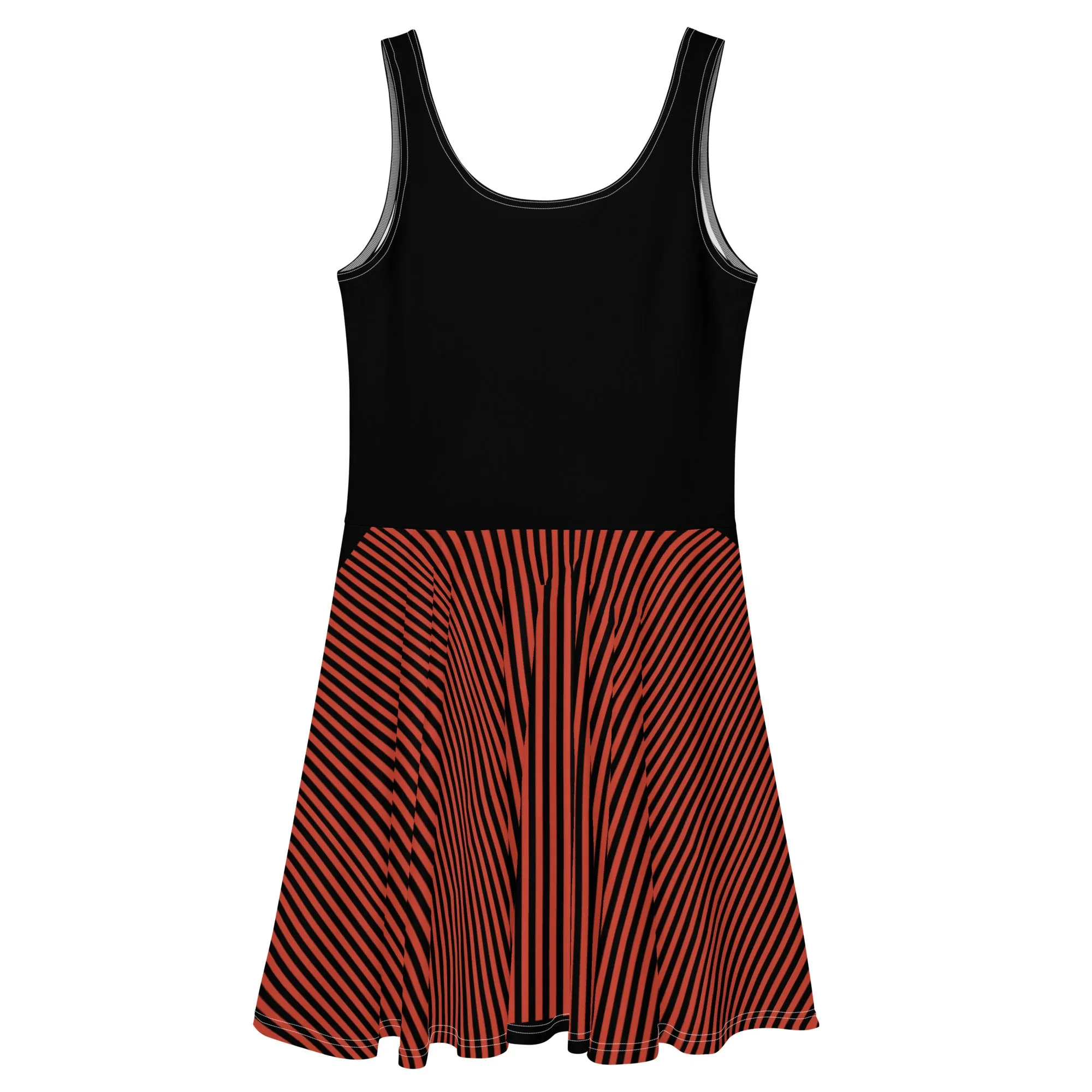 Black and Red Striped Skirt Tennis Dress