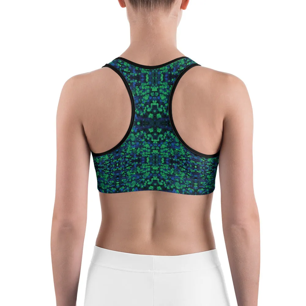 Blue Green Kaleidoscope Sports Bra for women, Workout Bra, Athletic Bras