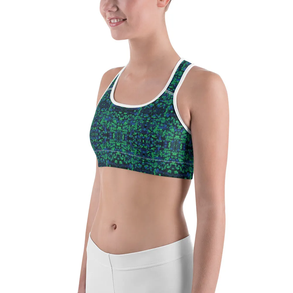 Blue Green Kaleidoscope Sports Bra for women, Workout Bra, Athletic Bras