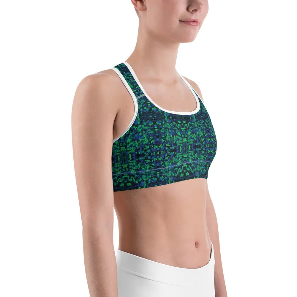 Blue Green Kaleidoscope Sports Bra for women, Workout Bra, Athletic Bras