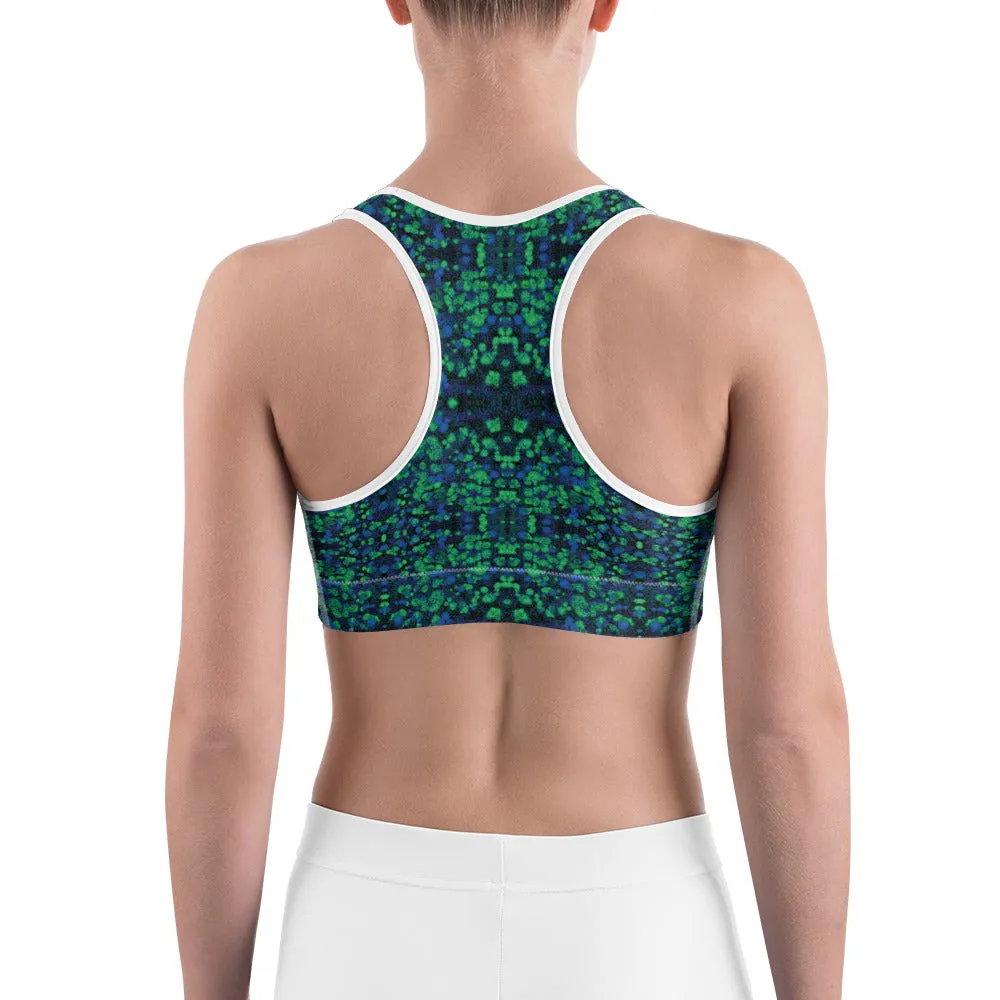 Blue Green Kaleidoscope Sports Bra for women, Workout Bra, Athletic Bras