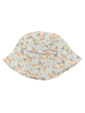 Blue rose print bucket hat