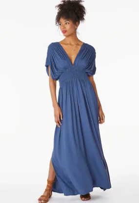 Bobi - Shirred Maxi Dress Coast