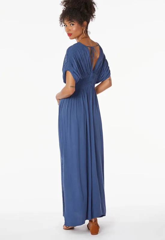 Bobi - Shirred Maxi Dress Coast