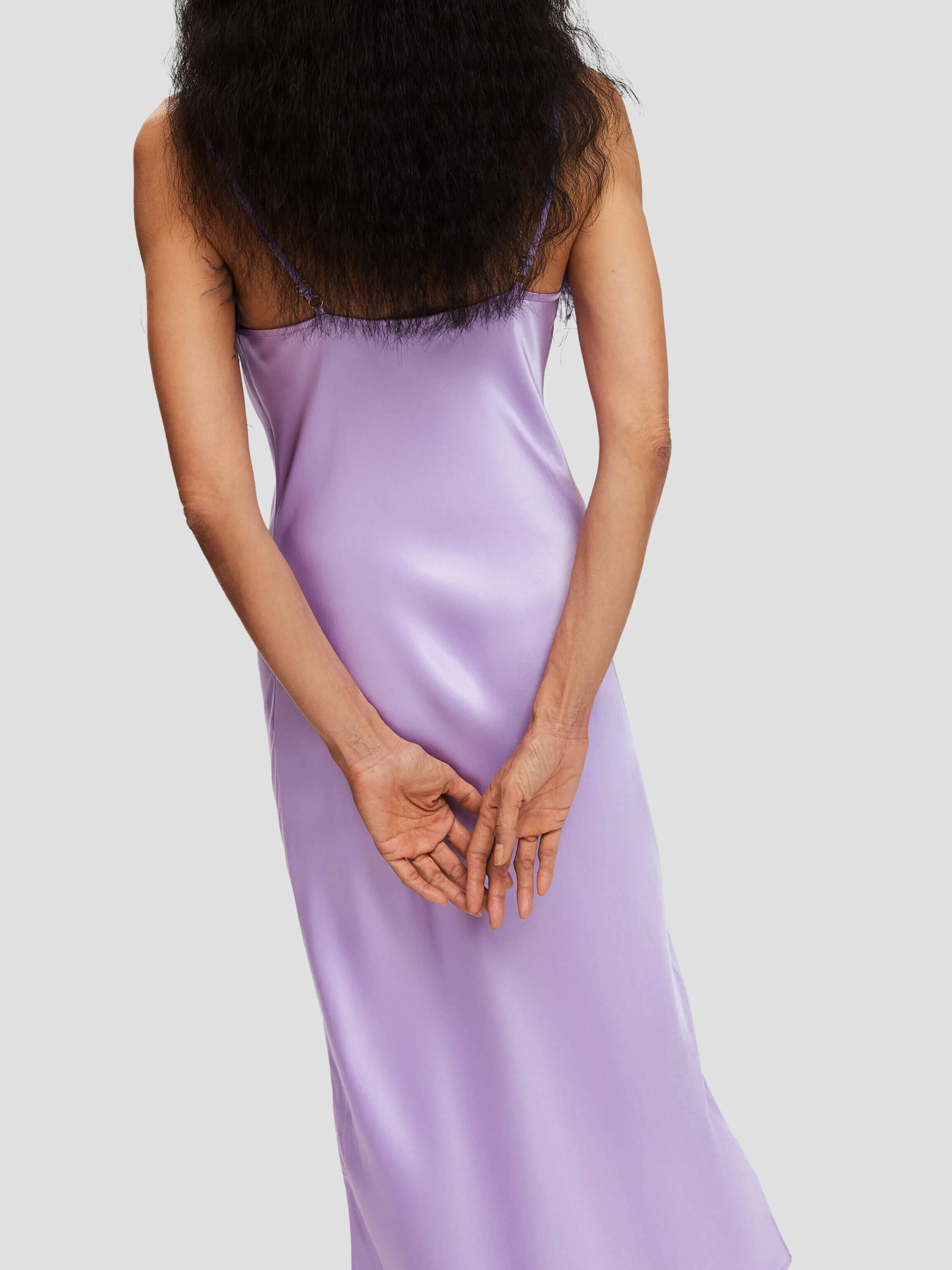 Boheme Slip Dress with Feathers in Lilac