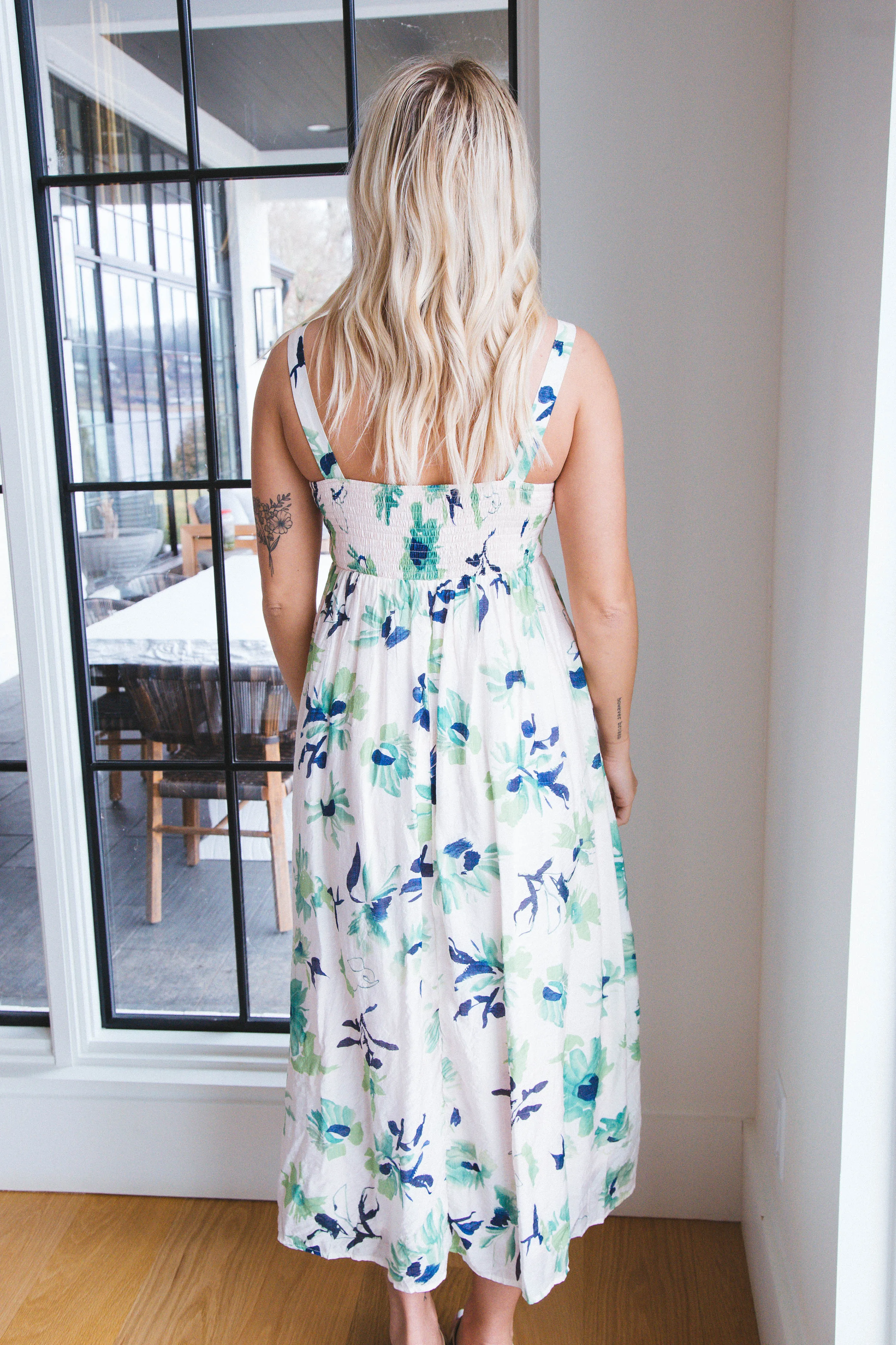 Brylee Floral Maxi Dress, Cream/Green/Navy