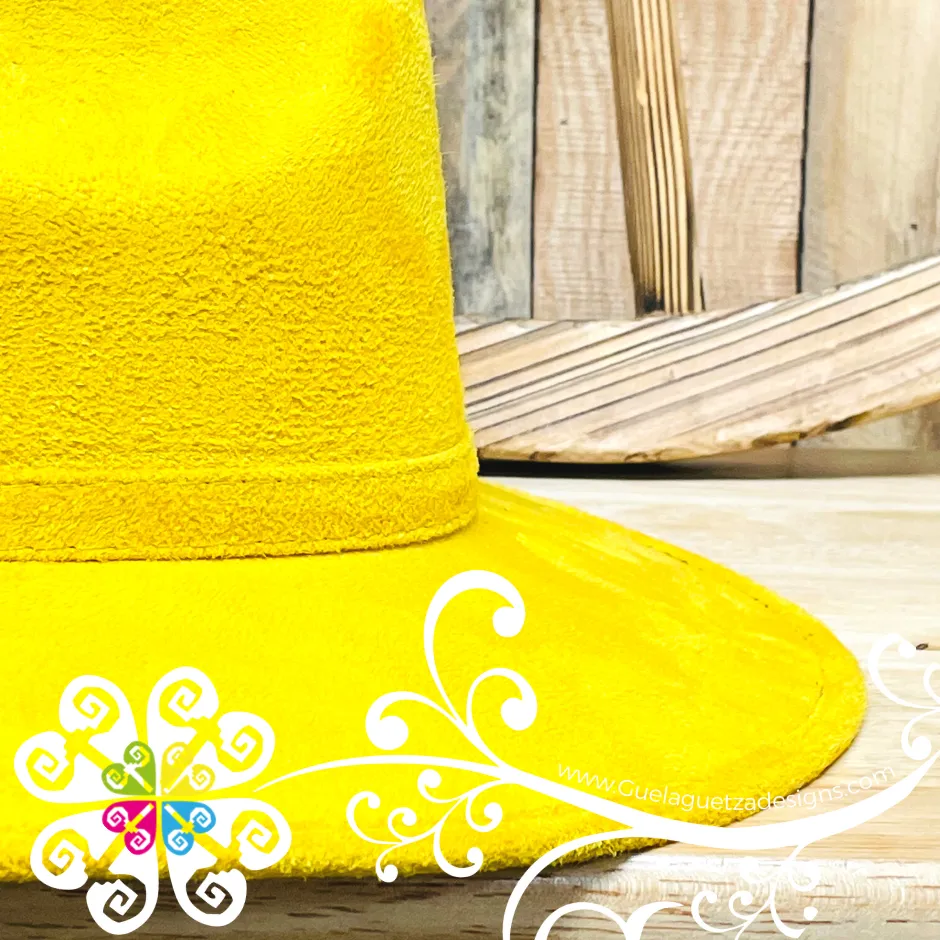 Canary Yellow Indiana Velvet Hat - Fall Hat