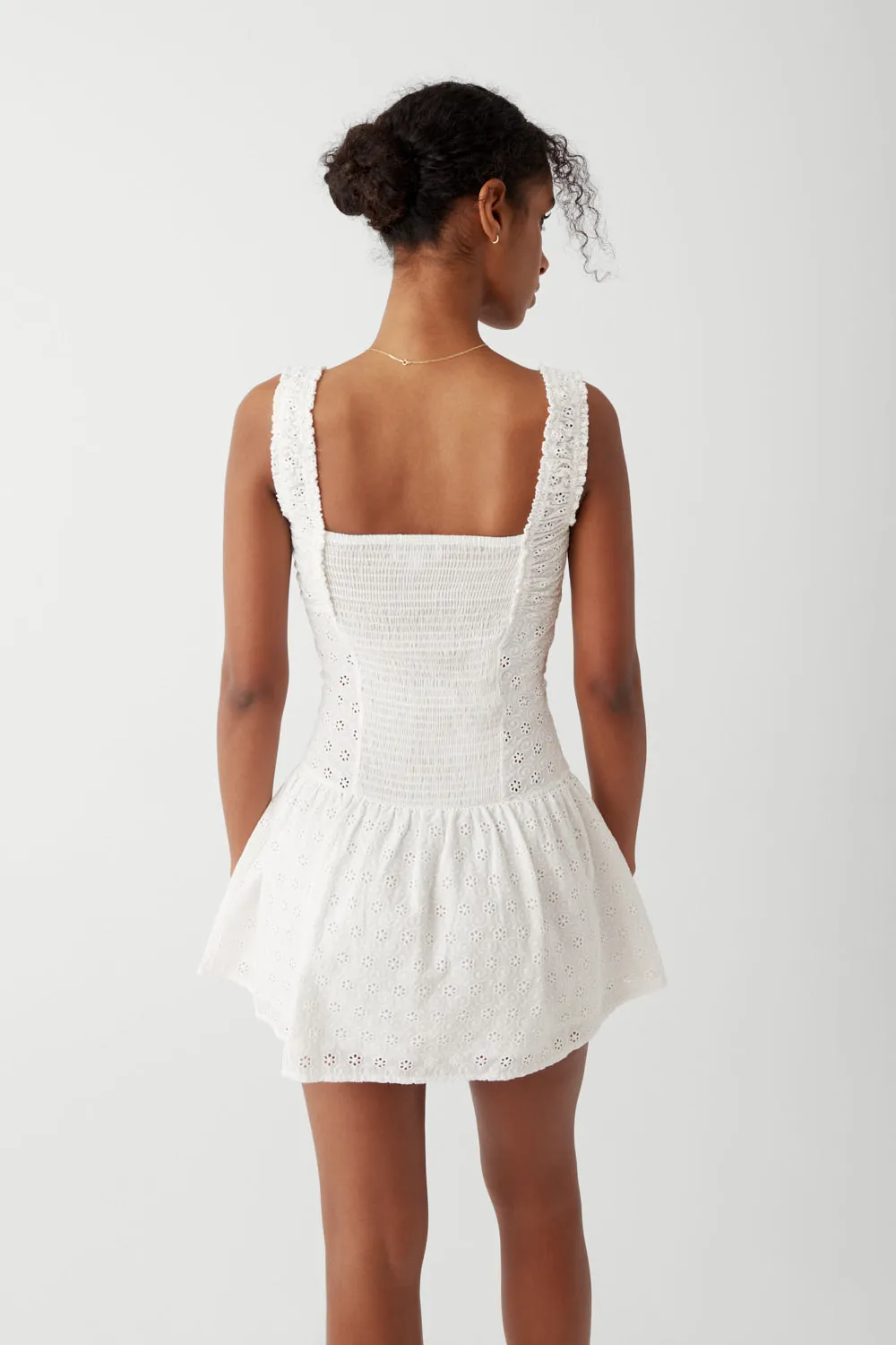 Christa Eyelet Mini Dress - Angel's Wing