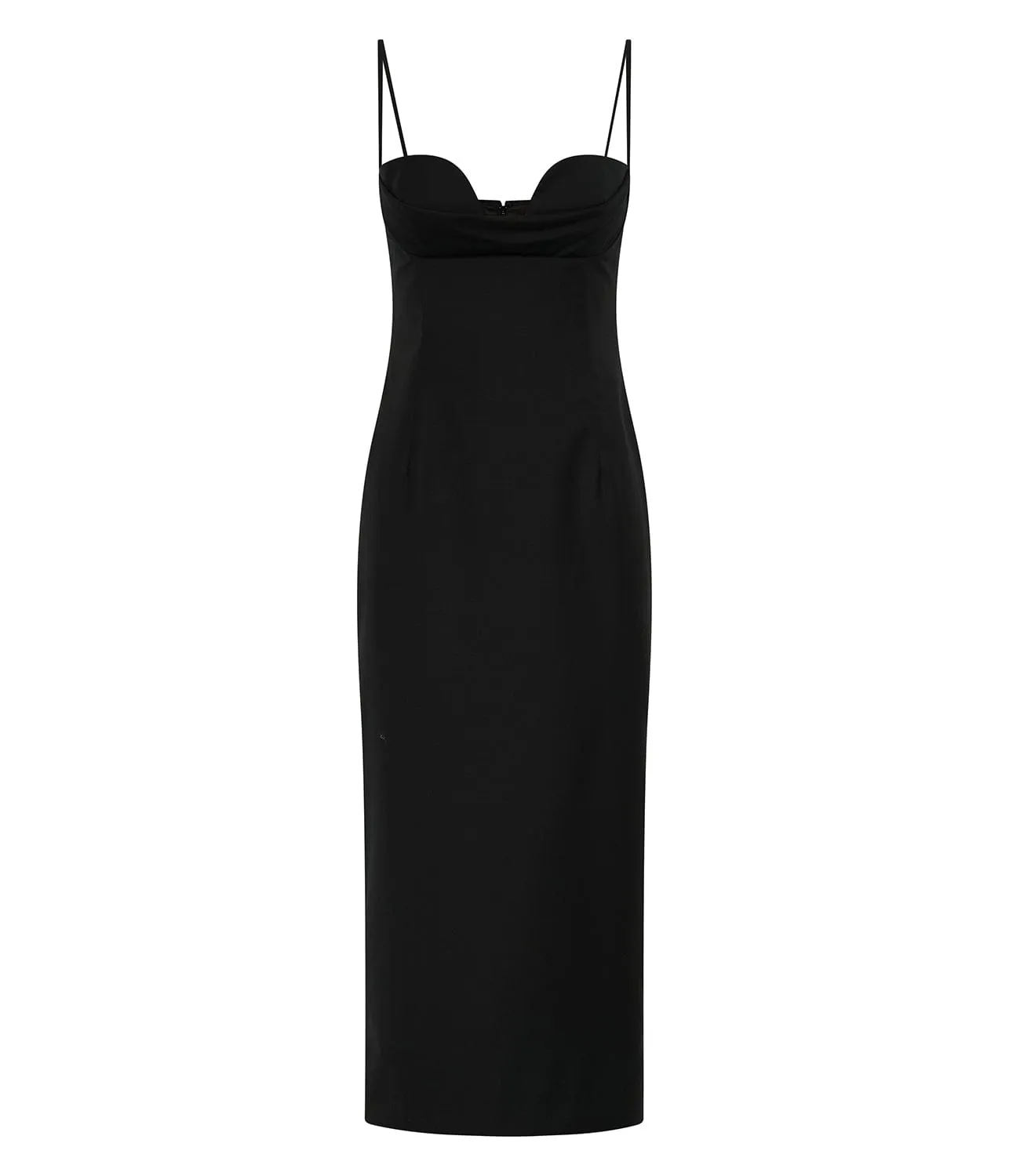 COWL NECK PENCIL DRESS-BLACK