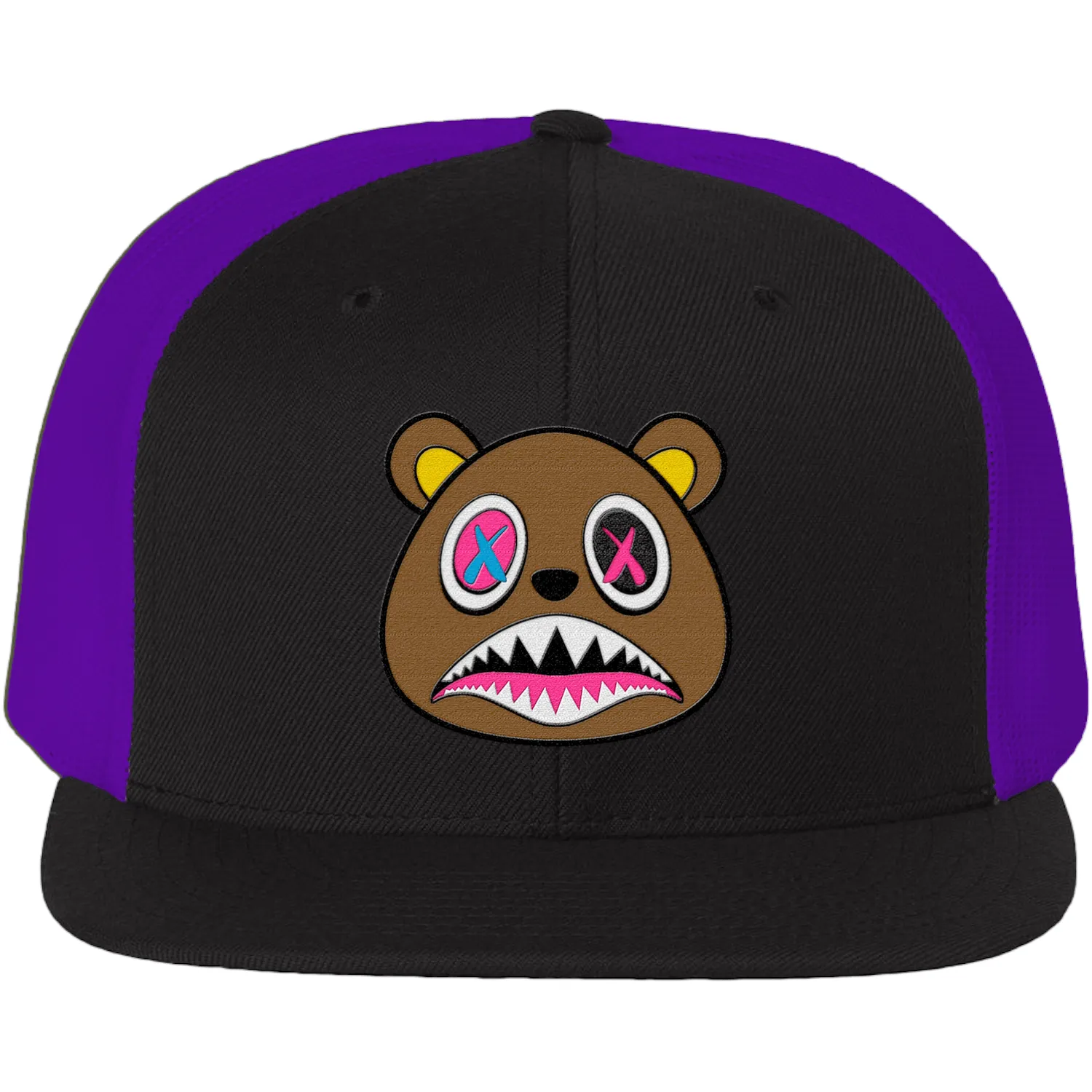 CRAZY BAWS :  : 2Tone Black/Purple Trucker Hat (Flat Brim)