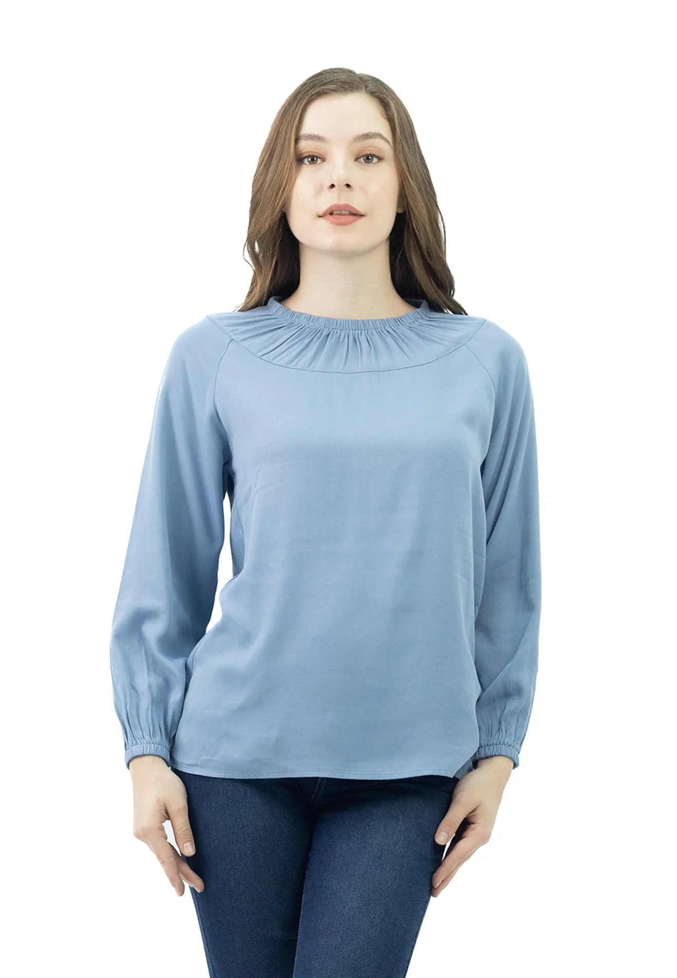 DAISY By VOIR Ruched Elastic Neck Blouse