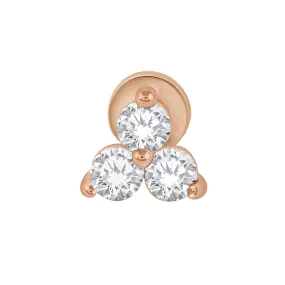 Diamond Trinity Cluster Flat Back Earring