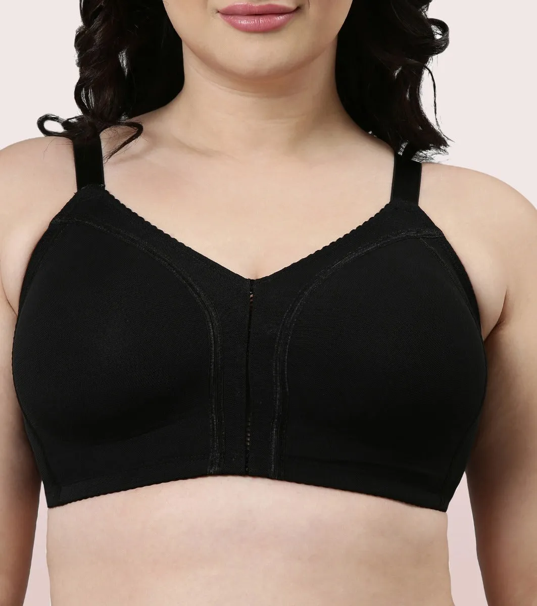 Enamor Body Transform F097 Smooth Contour Lift Bra for Women- Full Coverage, Non Padded and Wirefree - Black