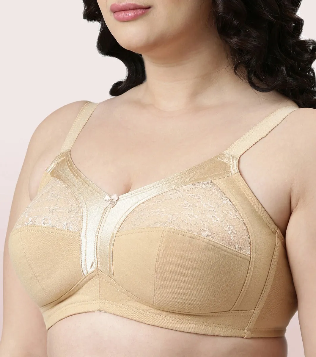 Enamor Fab-Cool A014 Super Contouring M-frame Full Support  Cotton Bra for Women- Full Coverage, Non Padded and Wirefree - Skin