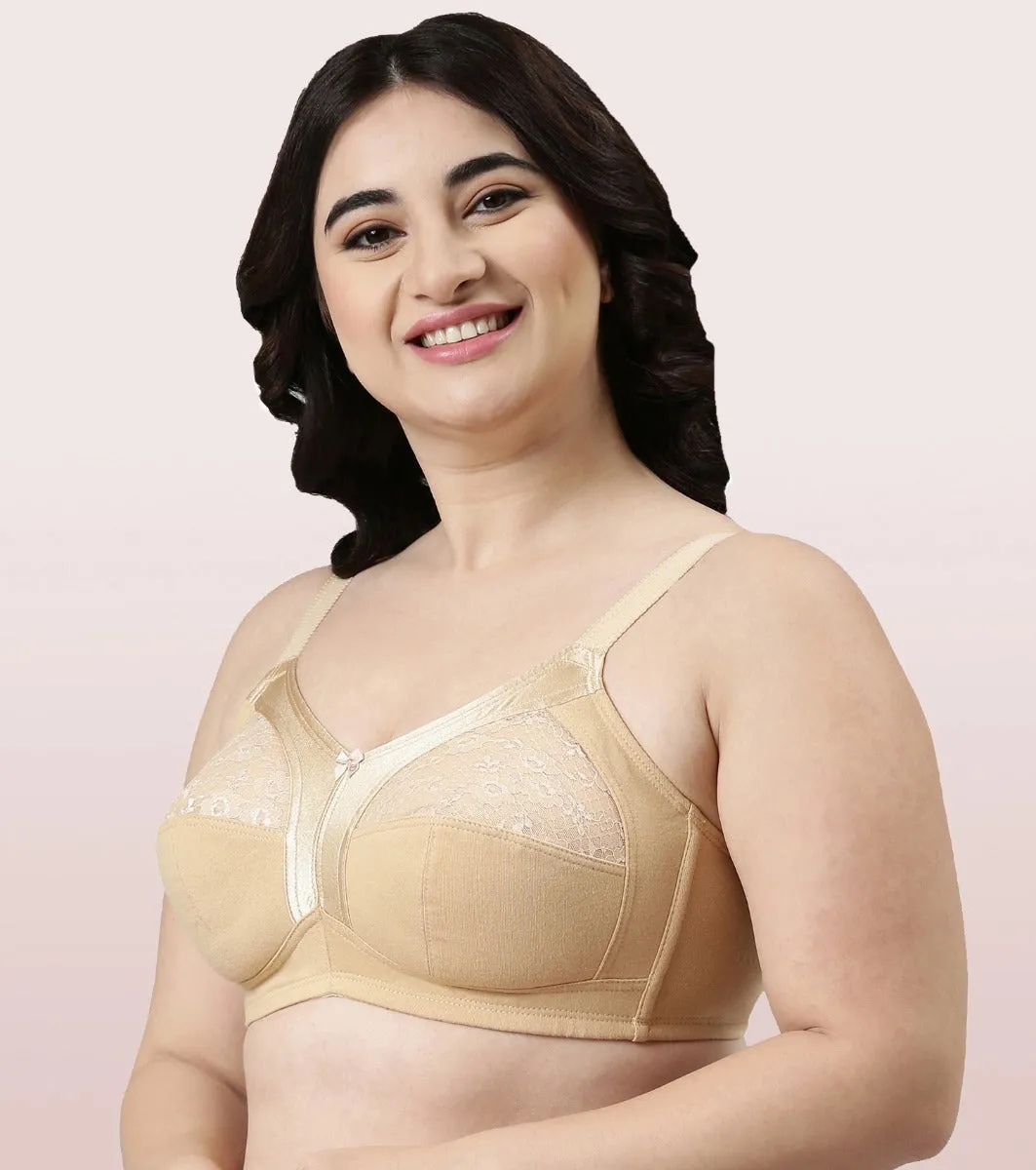 Enamor Fab-Cool A014 Super Contouring M-frame Full Support  Cotton Bra for Women- Full Coverage, Non Padded and Wirefree - Skin