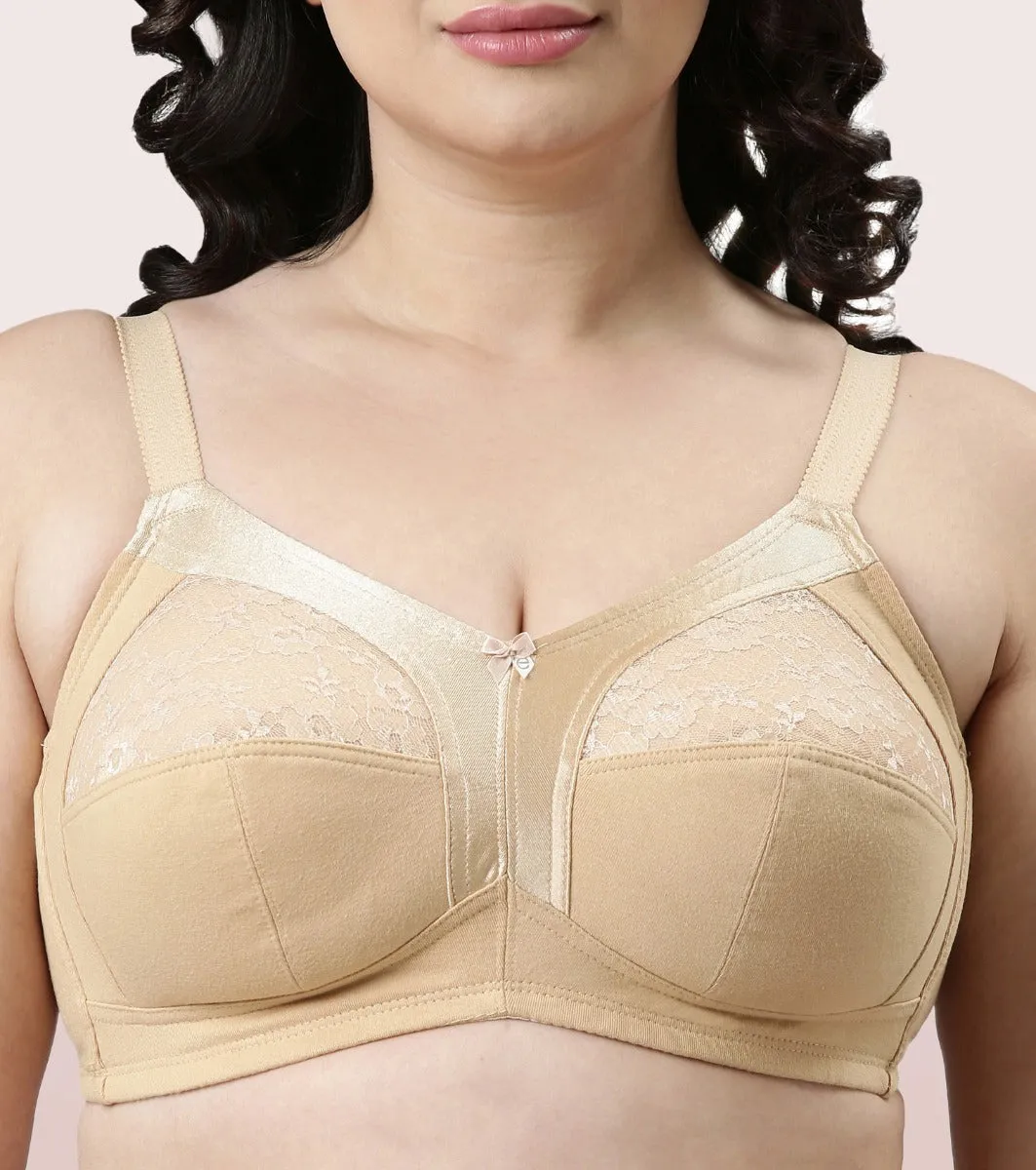 Enamor Fab-Cool A014 Super Contouring M-frame Full Support  Cotton Bra for Women- Full Coverage, Non Padded and Wirefree - Skin