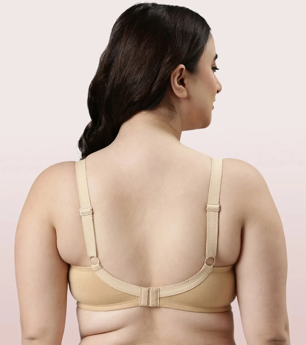 Enamor Fab-Cool A014 Super Contouring M-frame Full Support  Cotton Bra for Women- Full Coverage, Non Padded and Wirefree - Skin