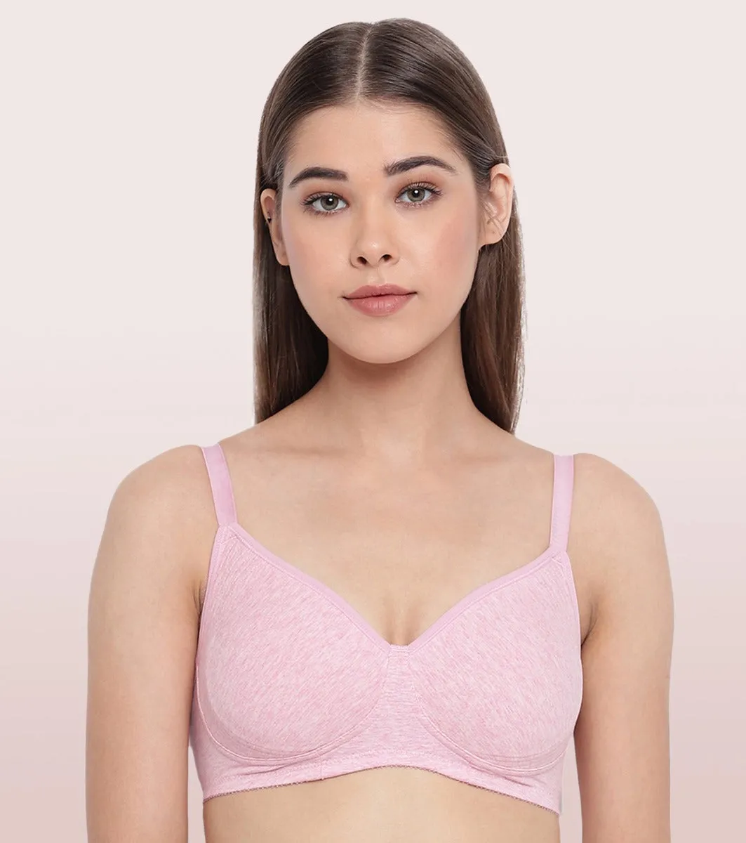 Enamor Fab-Cool A042 Side Support Shaper  Stretch Cotton Everyday Bra for Women- High Coverage, Non Padded and Wirefree - Orchid Melange