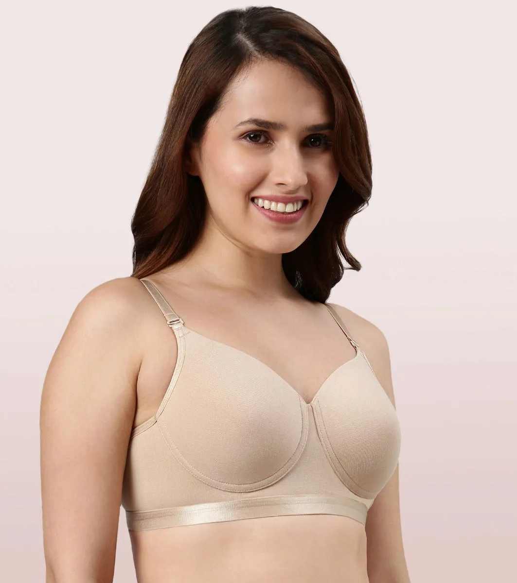 Enamor Fab-Cool A165 Antimicrobial Ultimate Coverage Cotton T-shirt Bra for Women- High Coverage, Padded and Wirefree - Pale Skin