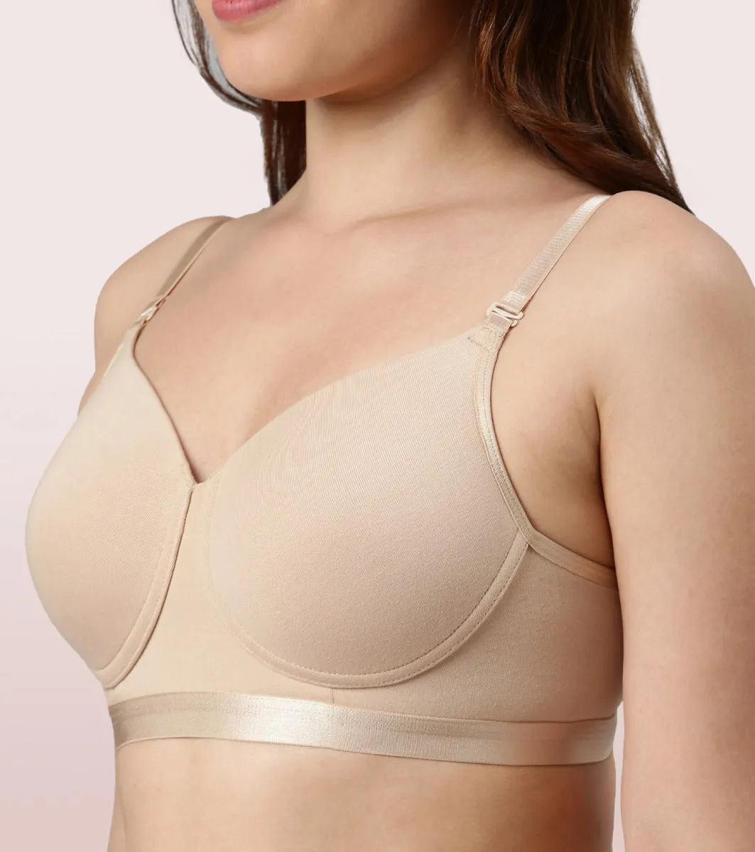 Enamor Fab-Cool A165 Antimicrobial Ultimate Coverage Cotton T-shirt Bra for Women- High Coverage, Padded and Wirefree - Pale Skin