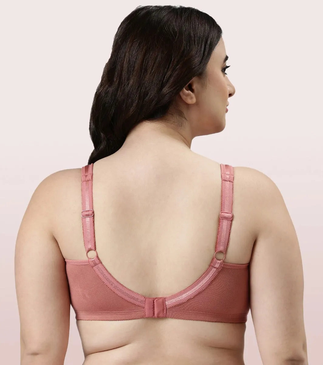 Enamor Super Lift Classic Full Support Bra For Women - Non-Padded, Non-Wired Bra For Full Coverage & Support | A112 | Rosette