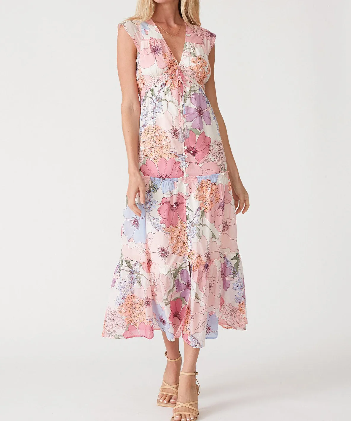 Floral Tiered Maxi Dress - Ivory/Natural all