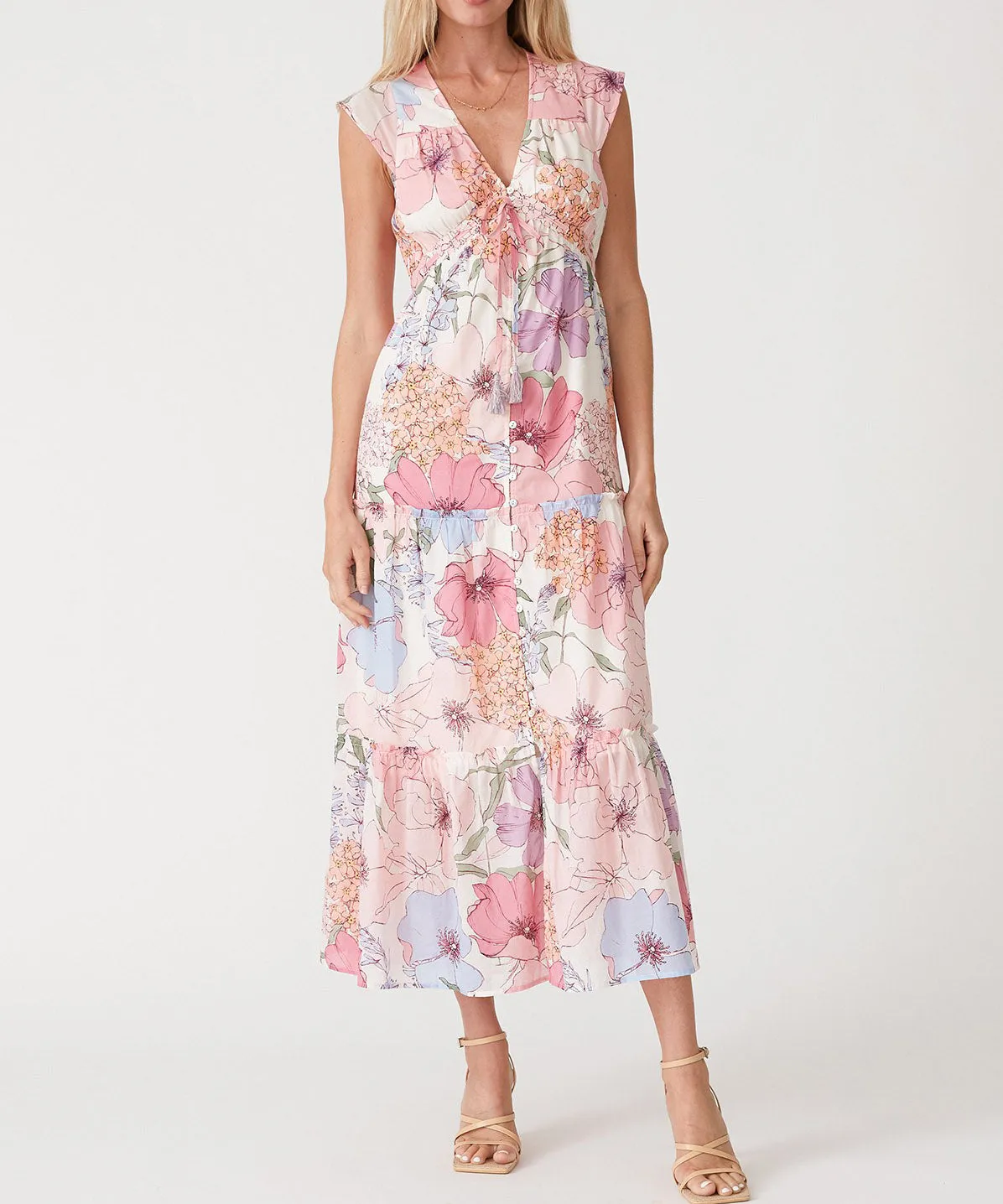 Floral Tiered Maxi Dress - Ivory/Natural all