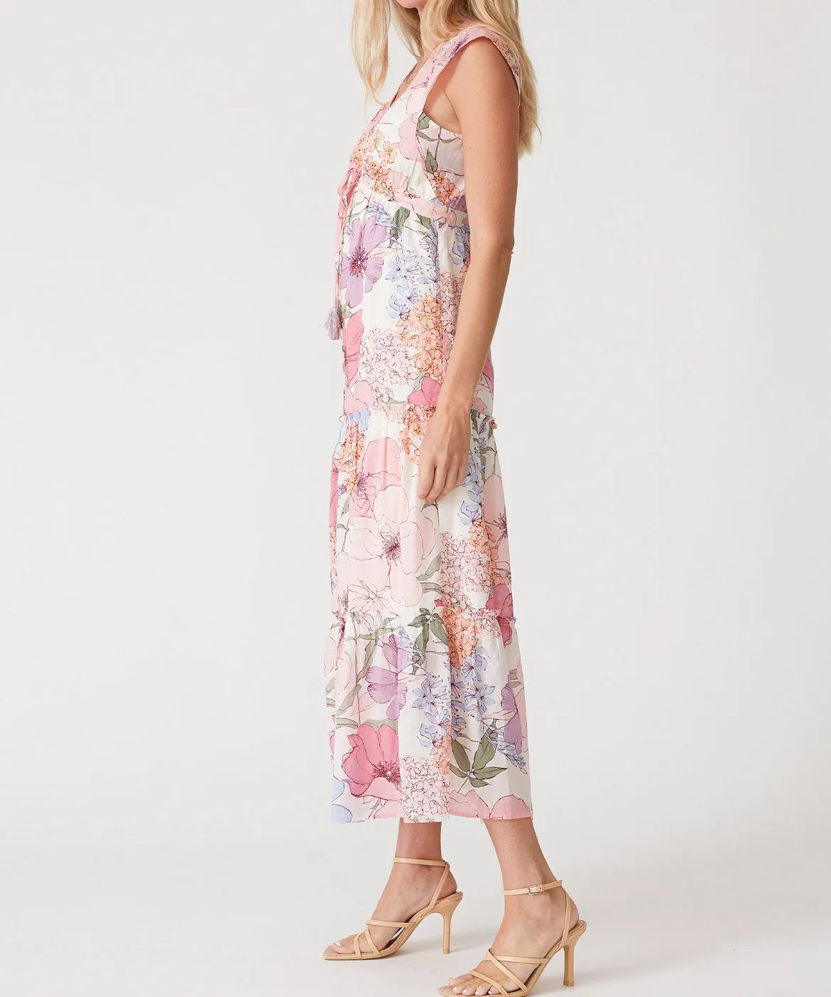 Floral Tiered Maxi Dress - Ivory/Natural all