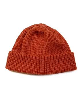 Found Feather Knit Watch Cap Merino Wool Orange