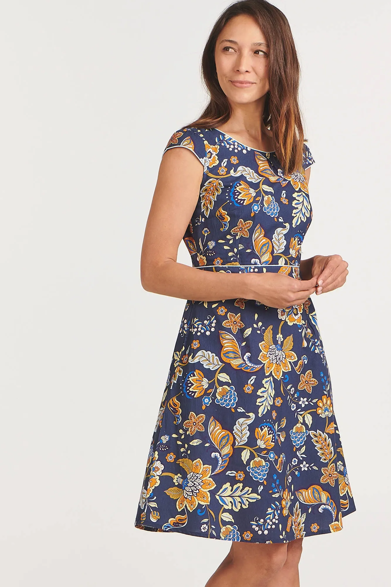 Gia Dress Indigo Chintz