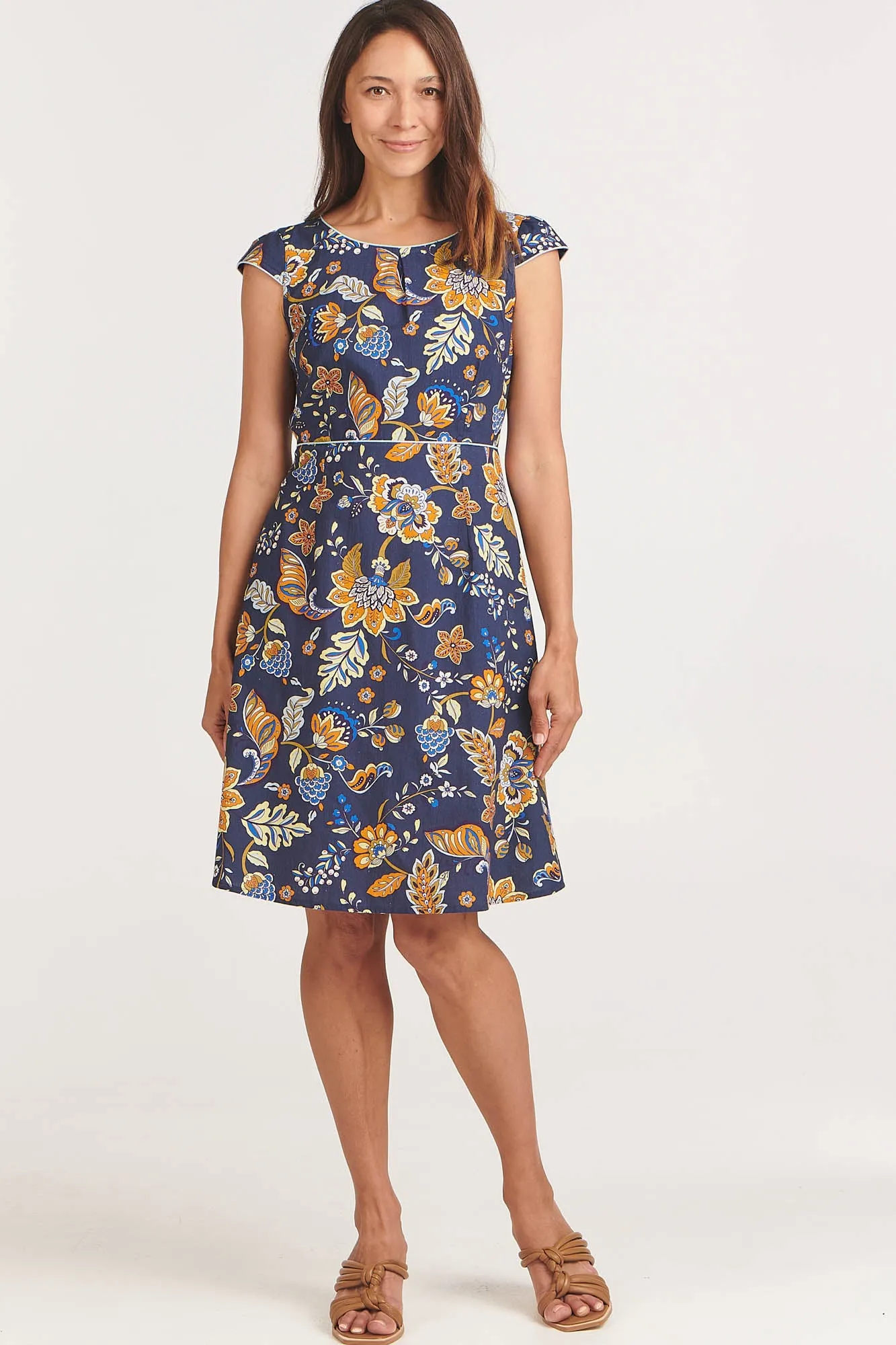 Gia Dress Indigo Chintz