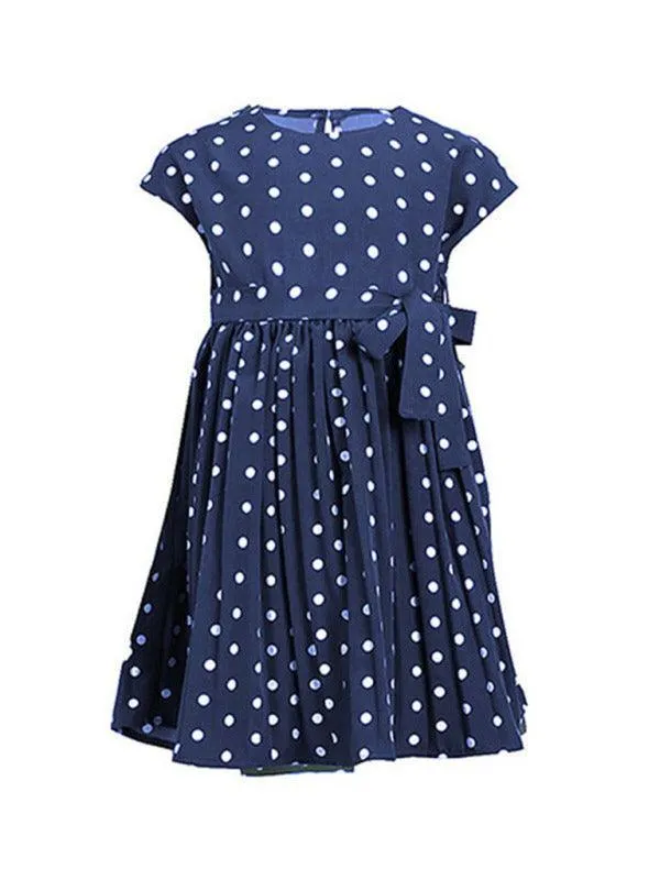 Girls Sleeveless Dotted Dress