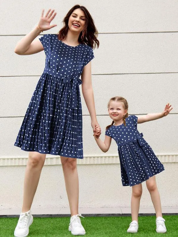 Girls Sleeveless Dotted Dress