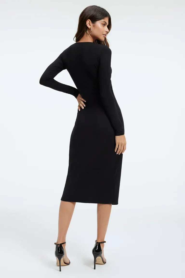 Good American Good Touch Wrap Midi - Black