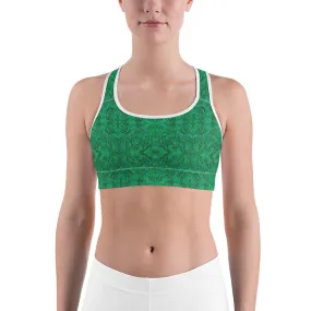 Green Kaleidoscope Sports Bra for women, Workout Bra, Athletic Bras