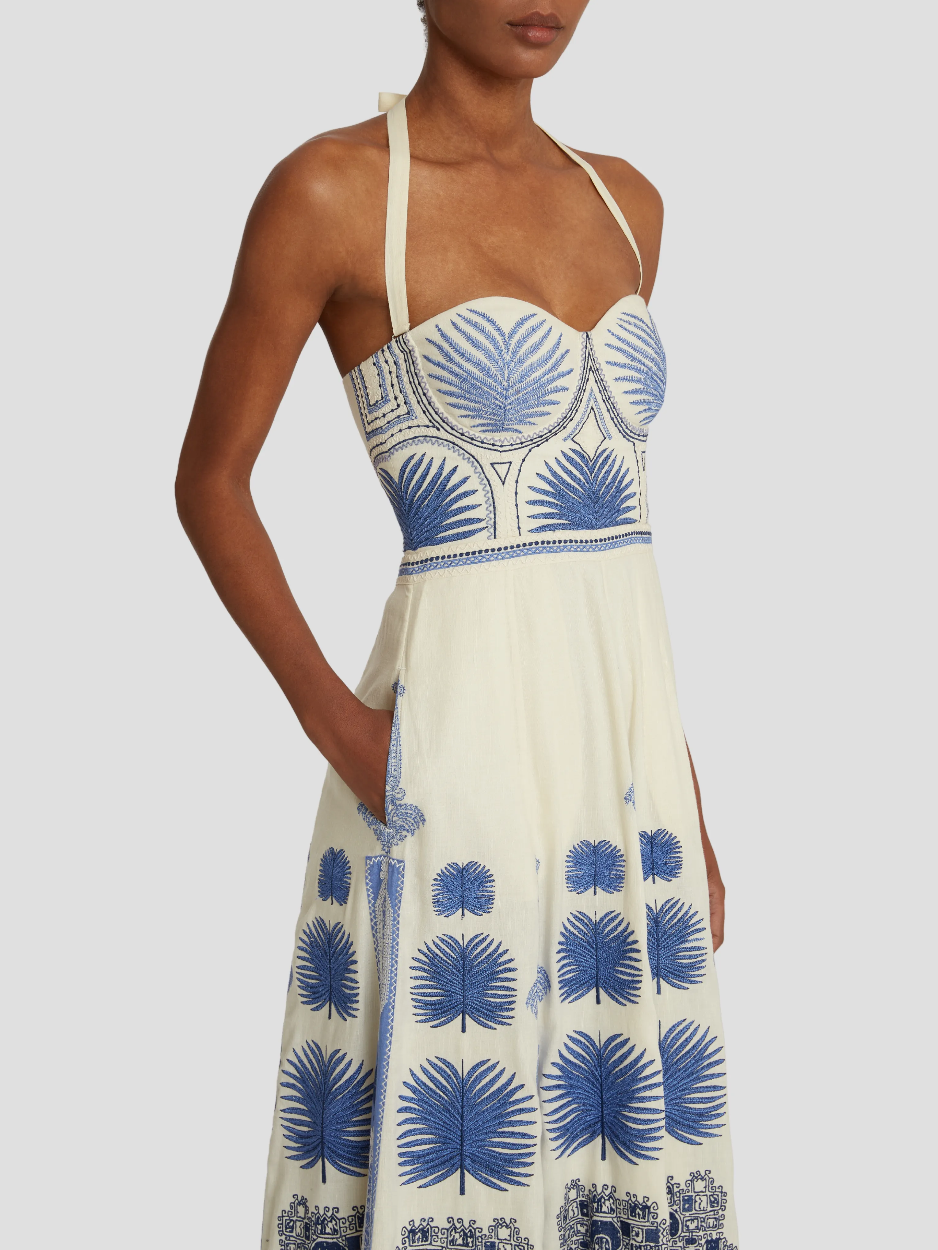 Ivory Lotty Chics Embroidery Midi Dress