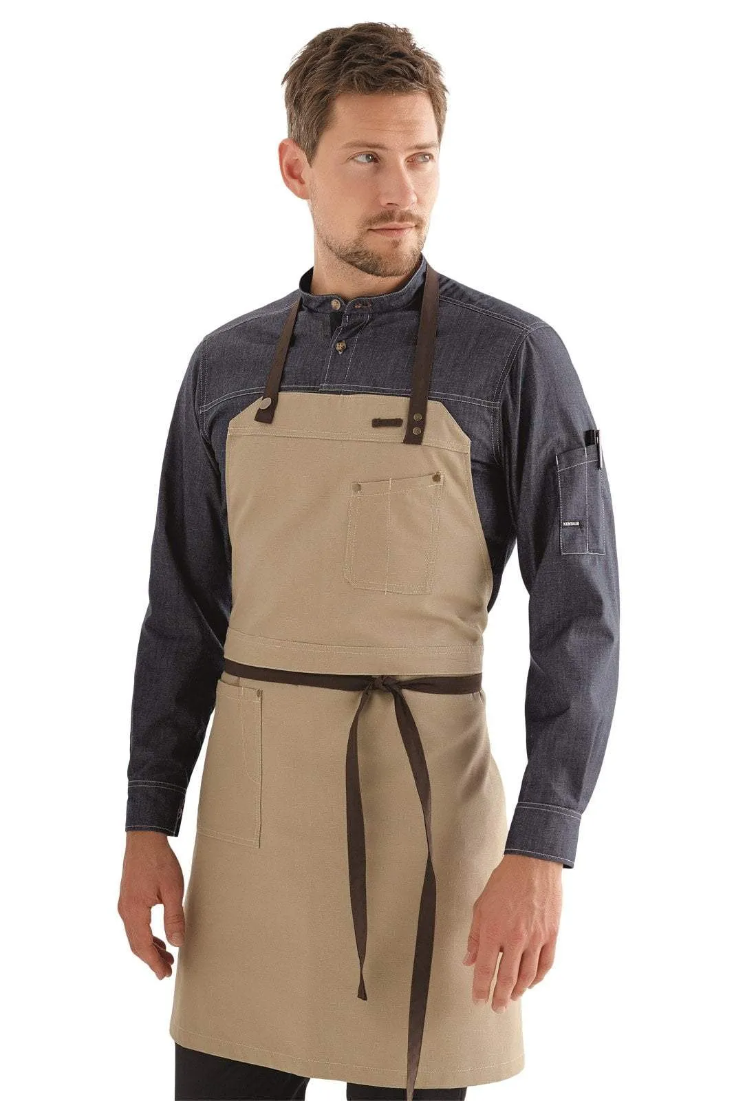 Kentaur 30360 Black Raw Bib Apron