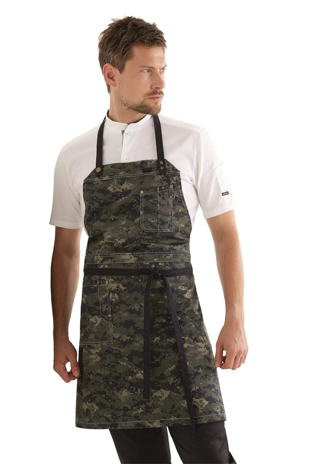 Kentaur 30360 Cypres Olive Raw Bib Apron