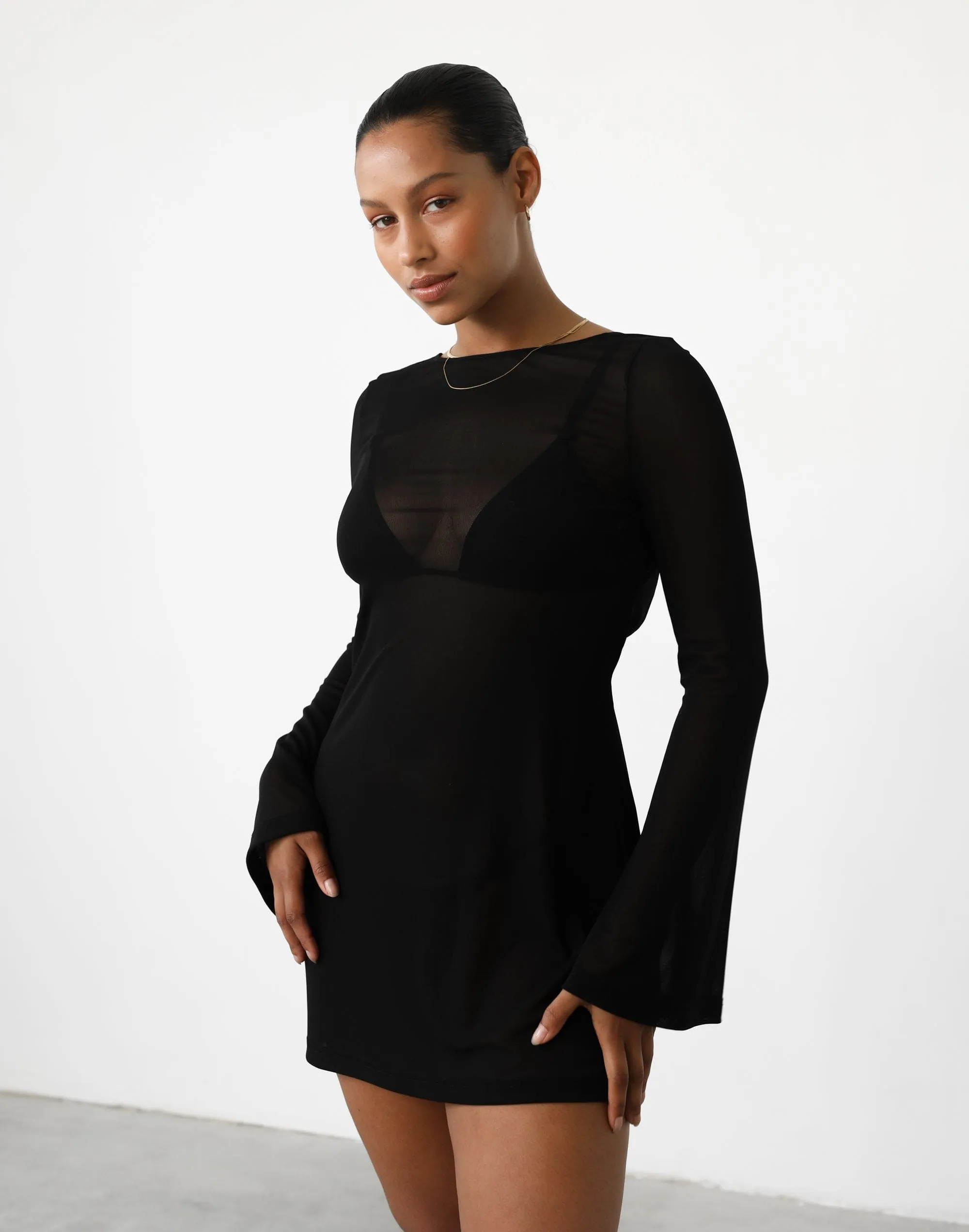 Make Waves Mini Dress (Black)