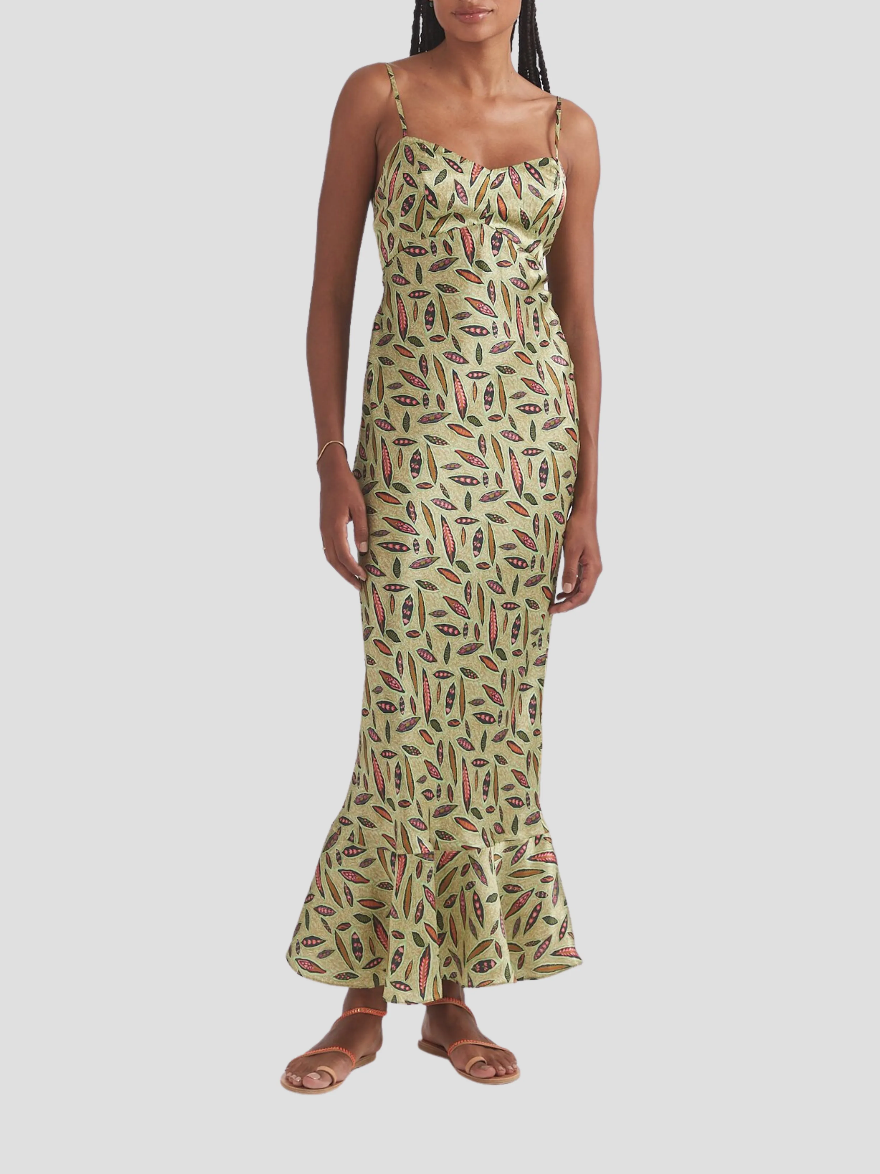 Mimi-B Green Slip Maxi Dress